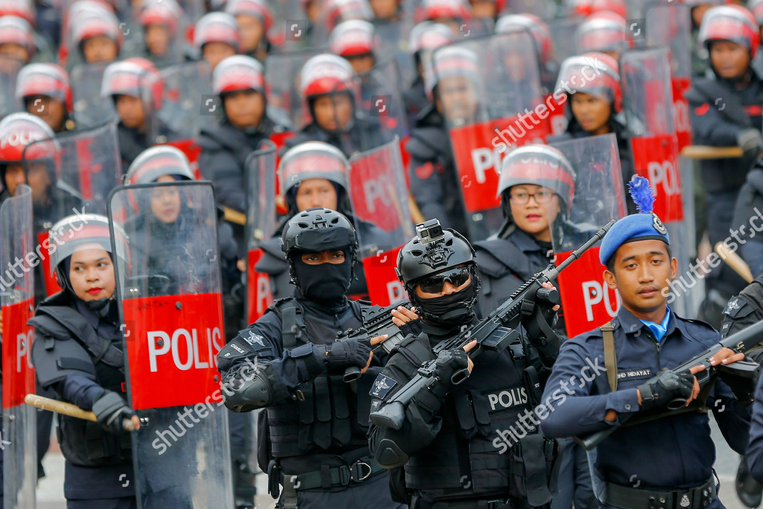 Malaysian Riot Police March Formation During Editorial Stock Photo ...