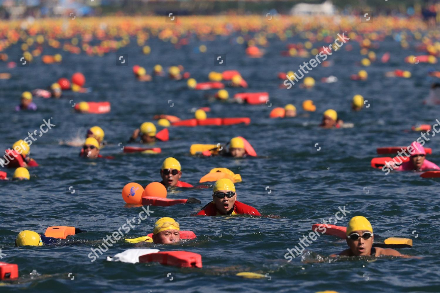 Participants Swim Across Lake During Sun Moon Editorial Stock Photo Stock Image Shutterstock