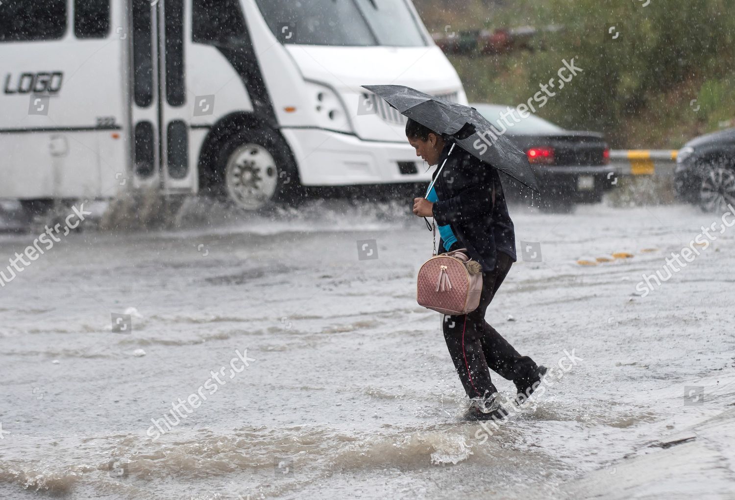 Woman Crosses Flooded Street Saltillo Coahuila Editorial Stock Photo ...