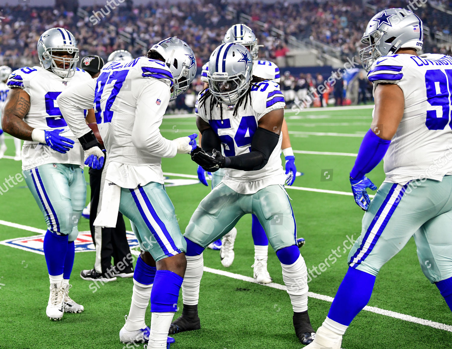 August 24th, 2019:.Dallas Cowboys defensive end Taco Charlton (97) recovers  a fumble during an NFL football game between the Houston Texans and Dallas  Cowboys at AT&T Stadium in Arlington, Texas. Manny Flores/CSM