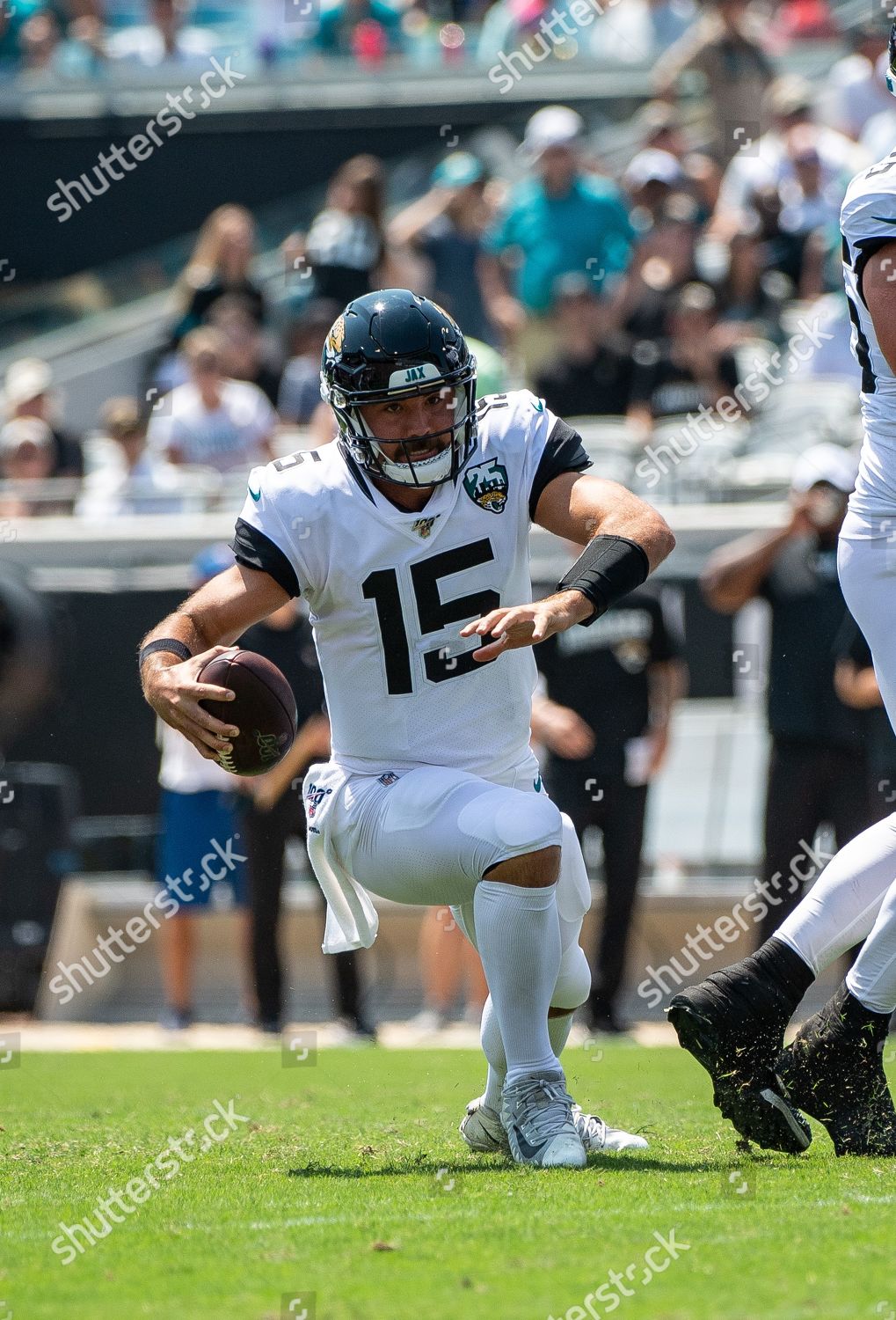 Jacksonville, FL, USA. 8th Sep, 2019. Jacksonville Jaguar quarterback  Gardner Minshew II during 1st half NFL football game between the Kansas  City Chiefs and the Jacksonville Jaguars at TIAA Bank Field in