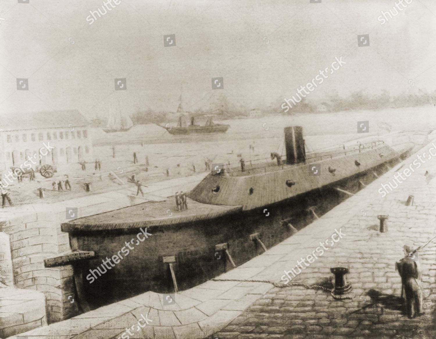 Former Uss Merrimack Confederate Dry Dock Editorial Stock Photo Stock