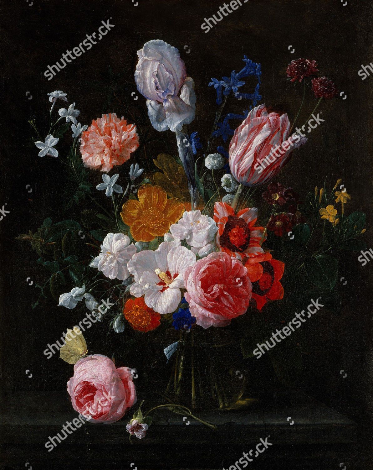 a vase of flowers 1716