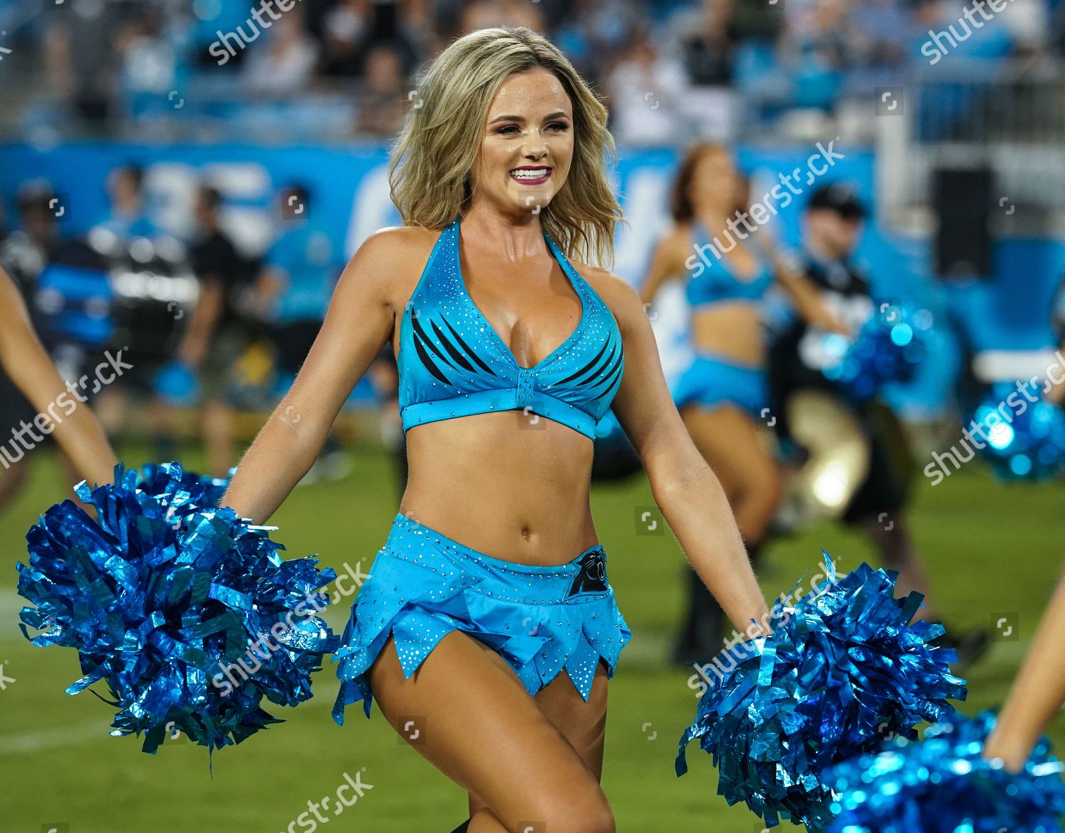 Carolina Panthers Cheerleaders Perform On Field Editorial Stock Photo