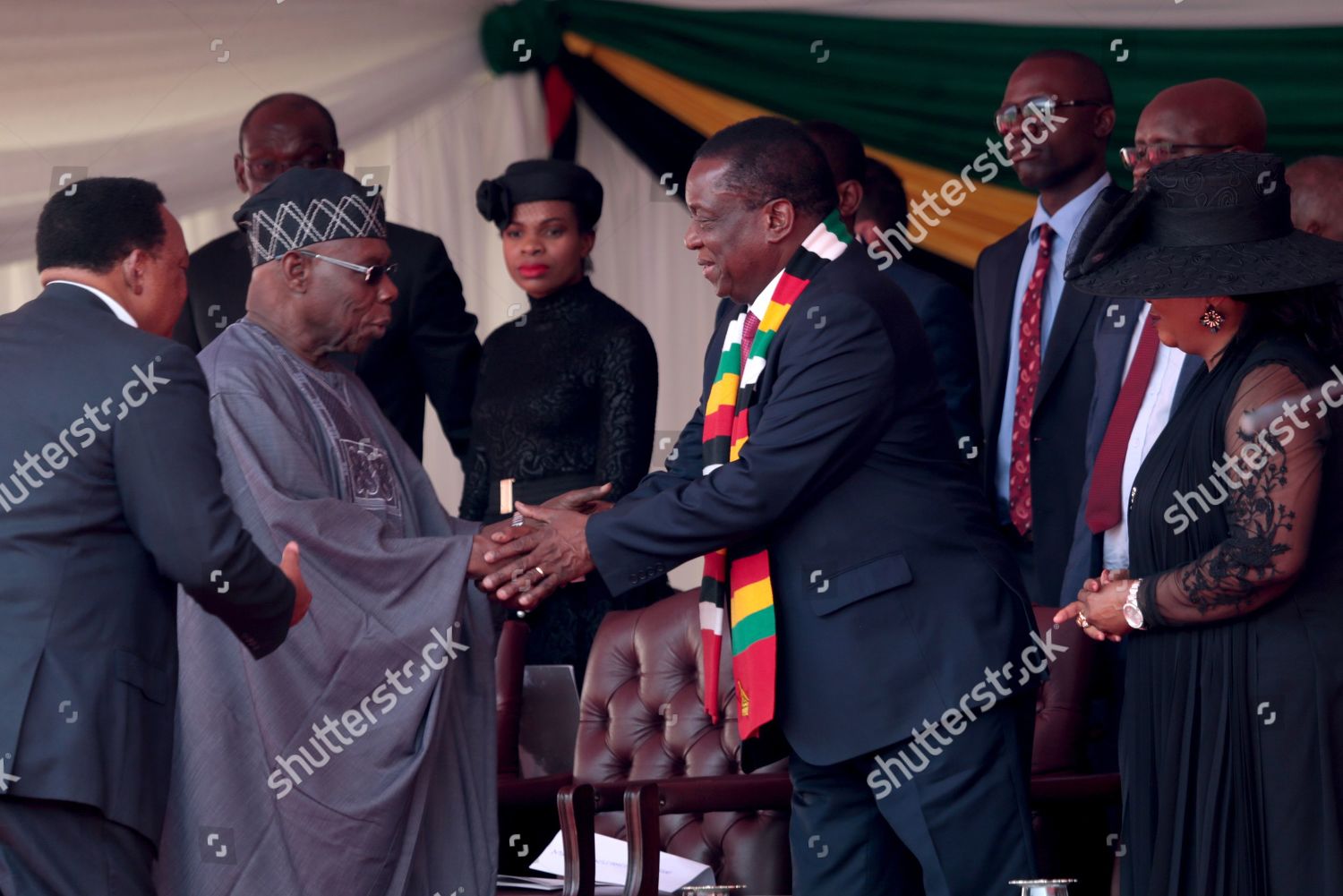 Zimbabwean President Emmerson Mnangagwa 3r Greets Editorial Stock Photo ...