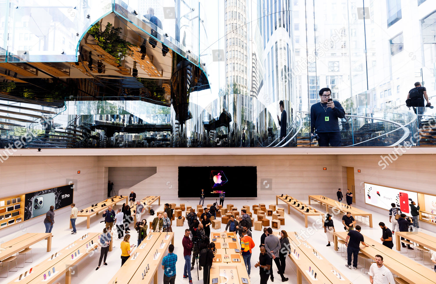 People Visit Newly Refurbished Apple Store On Editorial