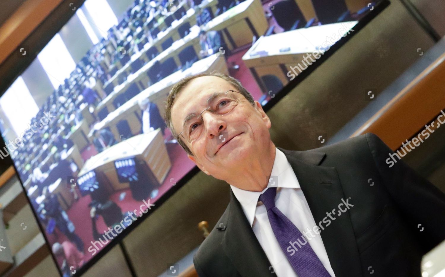 President European Central Bank Ecb Mario Draghi Editorial Stock