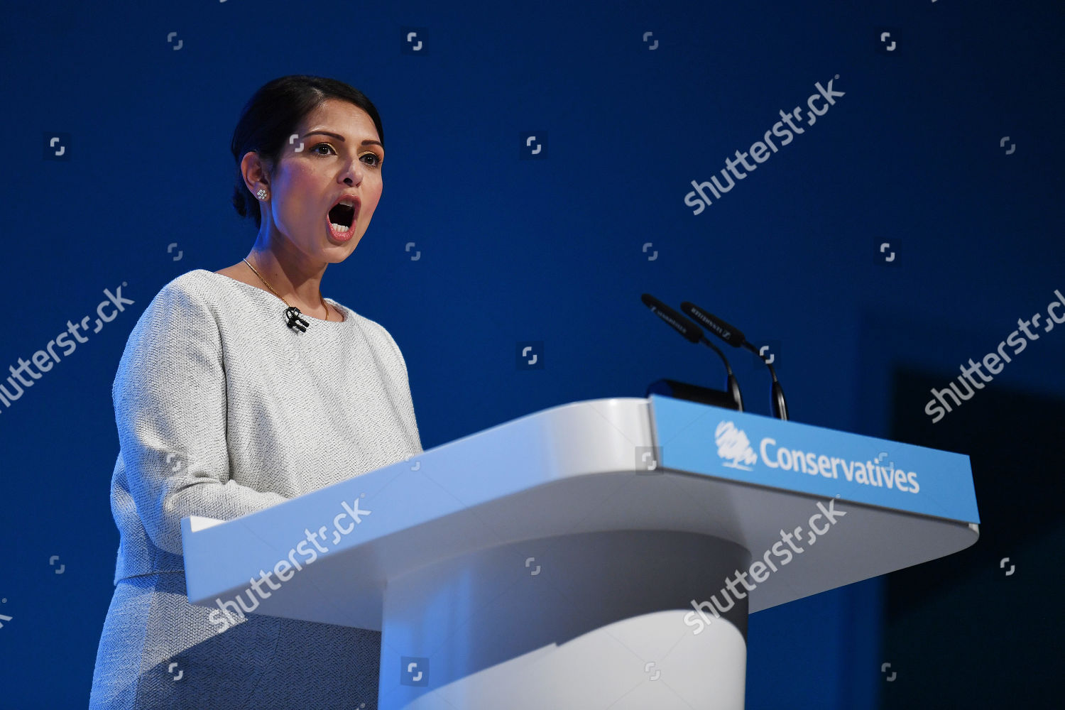 Britains Home Secretary Priti Patel Delivers Editorial Stock Photo ...