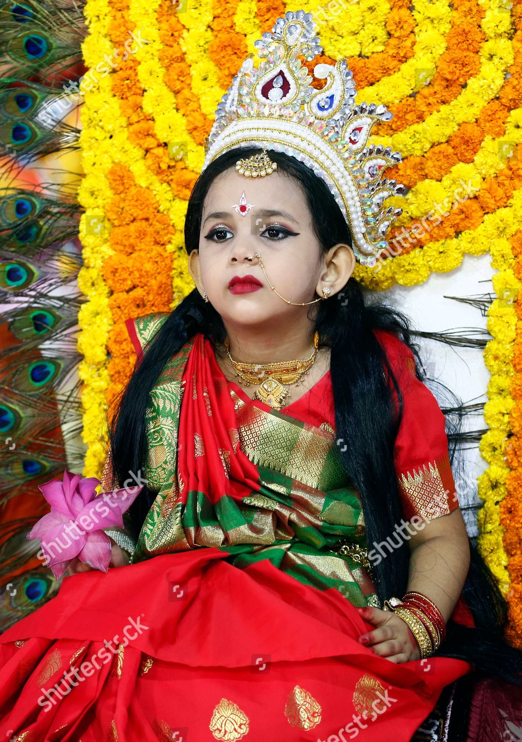 Bangladeshi Girl Dressed Goddess Durga Worshipped Editorial Stock ...
