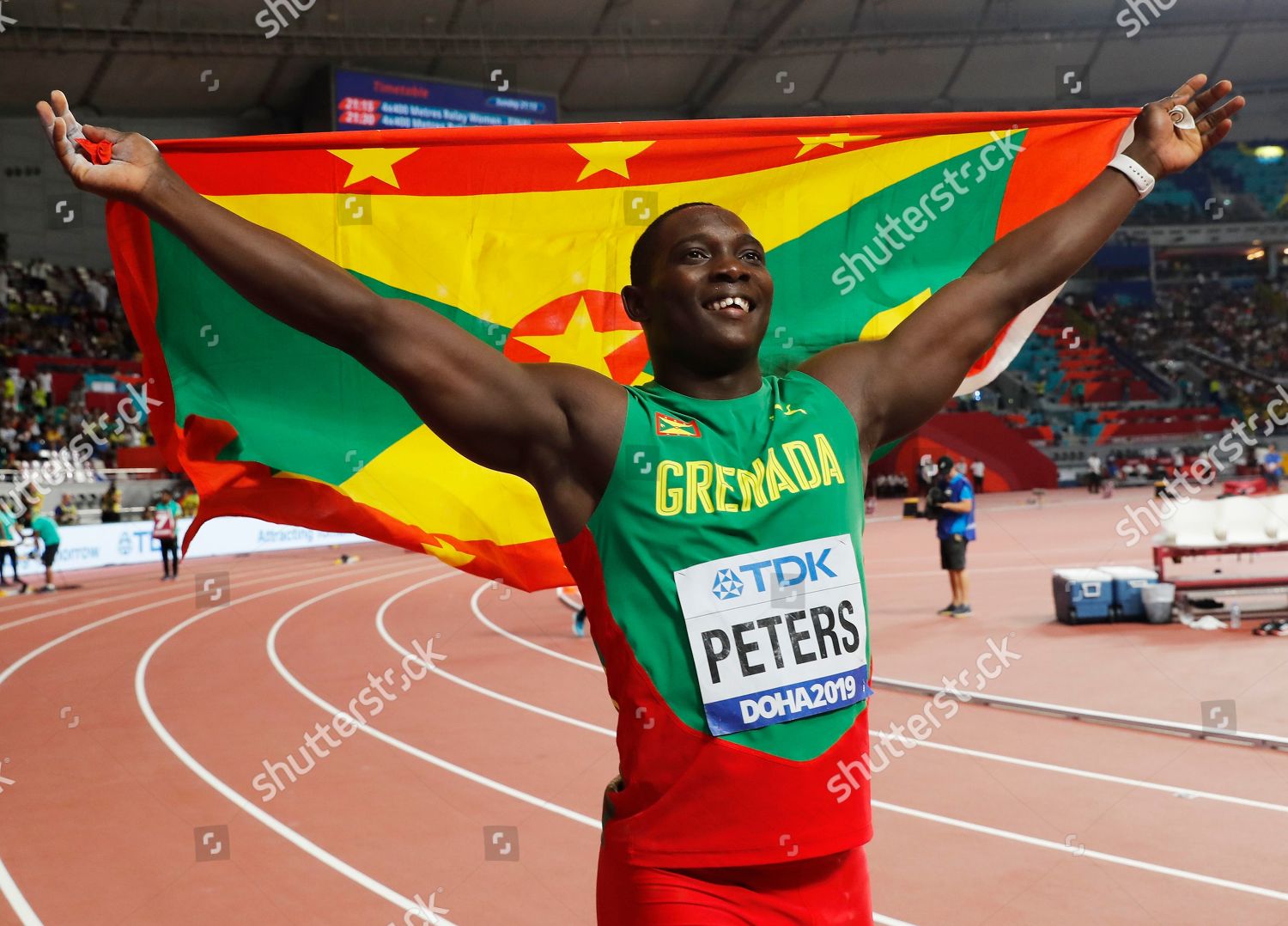 Gold Medalist Anderson Peters Grenada Celebrates Editorial Stock Photo