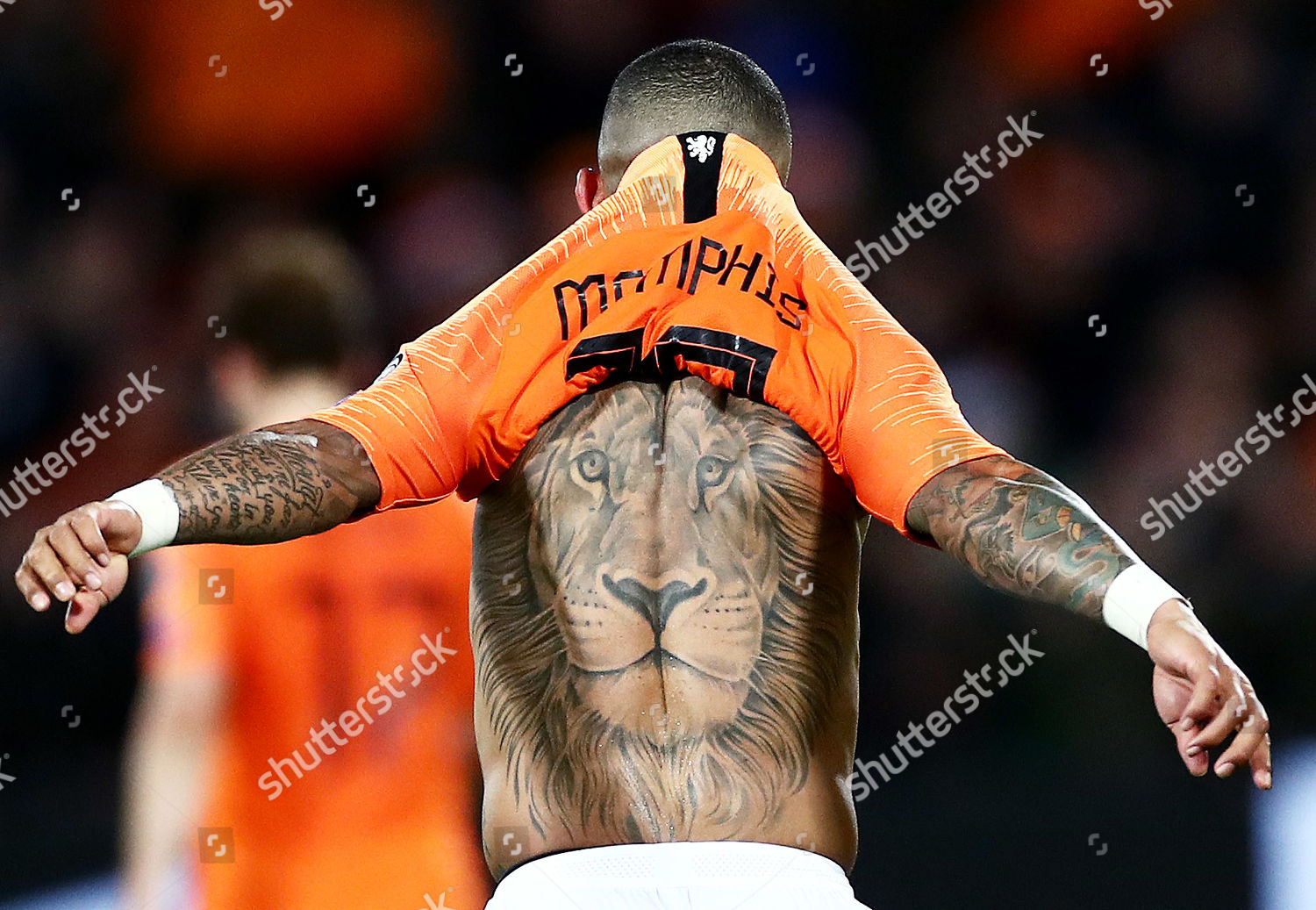 Lion Back Tattoo Memphis Depay Netherlands After Editorial Stock Photo Stoc...