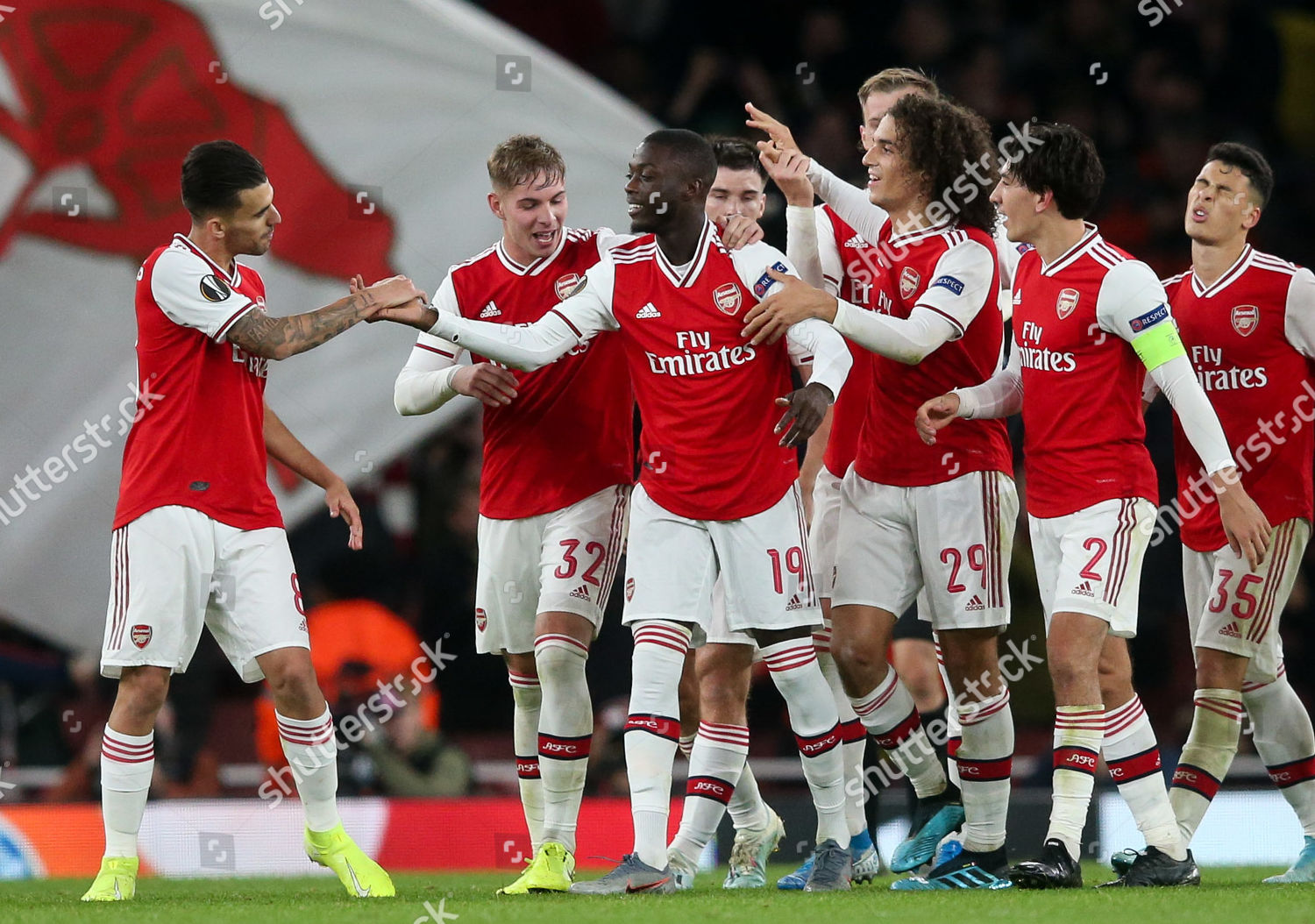 Arsenal Team Celebrate Nicolas Pepe Arsenals 19 Editorial Stock Photo Stock Image Shutterstock