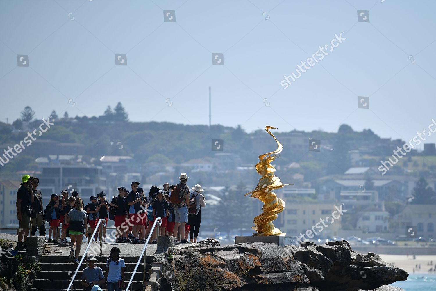 People Gather Around Sculpture Mad Liberty By Editorial Stock
