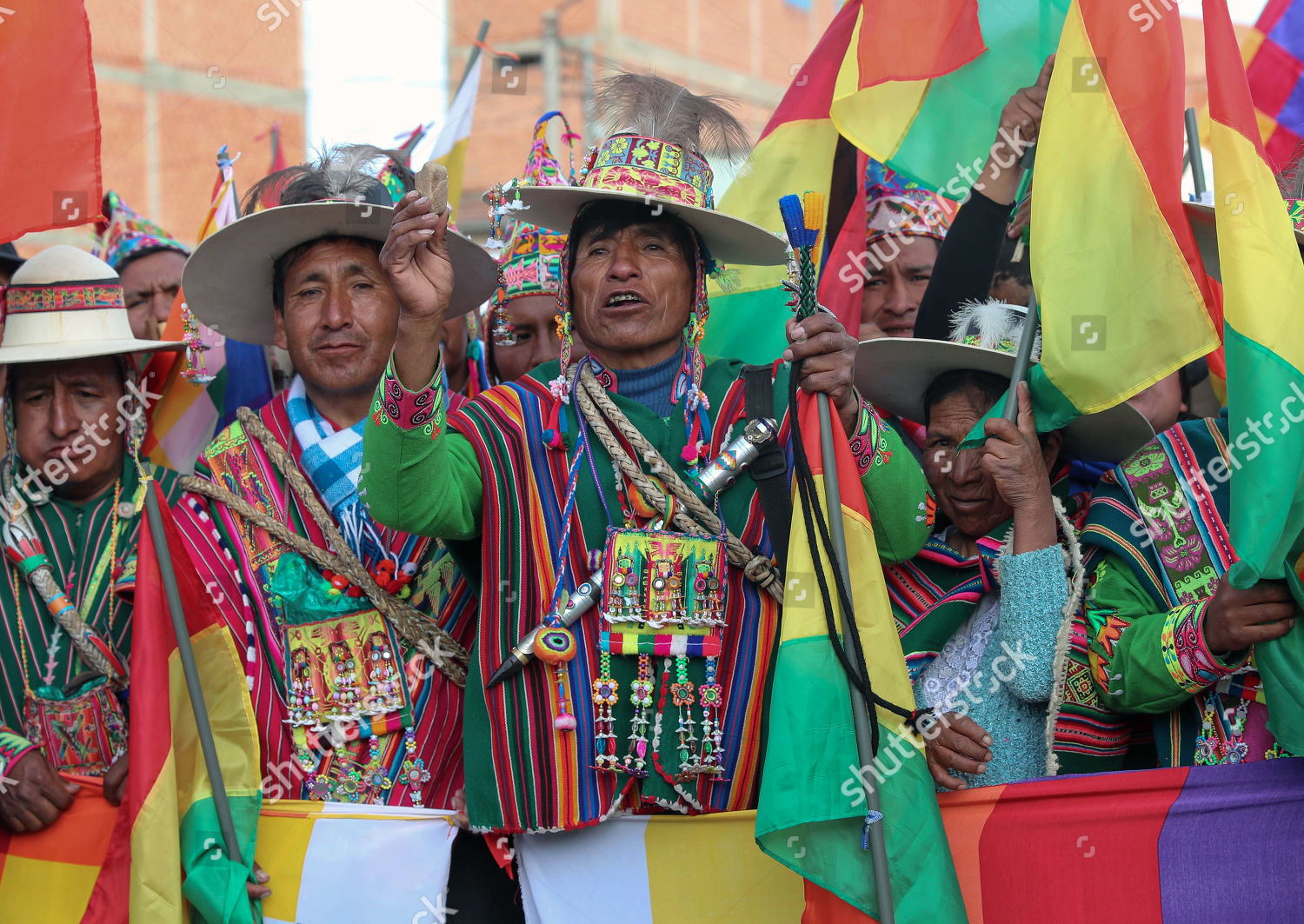 Indigenous Supporters Evo Morales Current President Editorial Stock ...