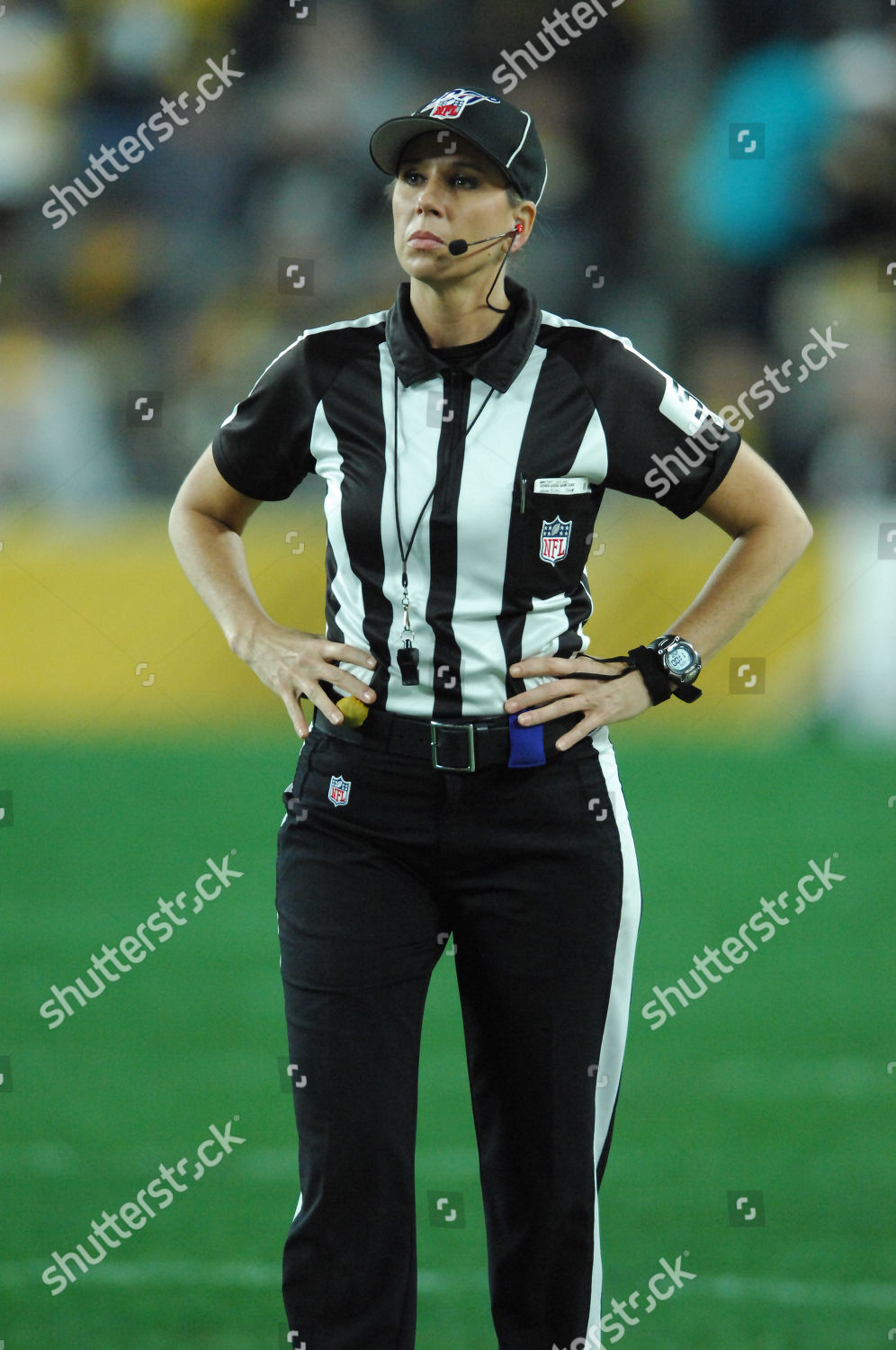 NFL down judge Sarah Thomas (53) gestures during the second half