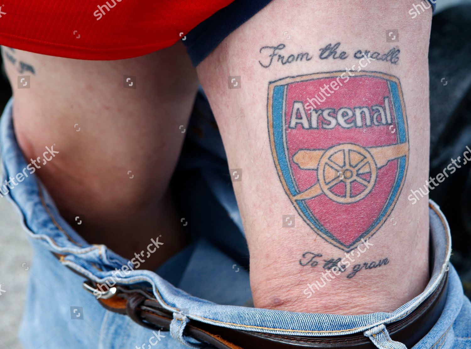Arsenal Fan Showing Off His Arsenal Editorial Stock Photo - Stock Image