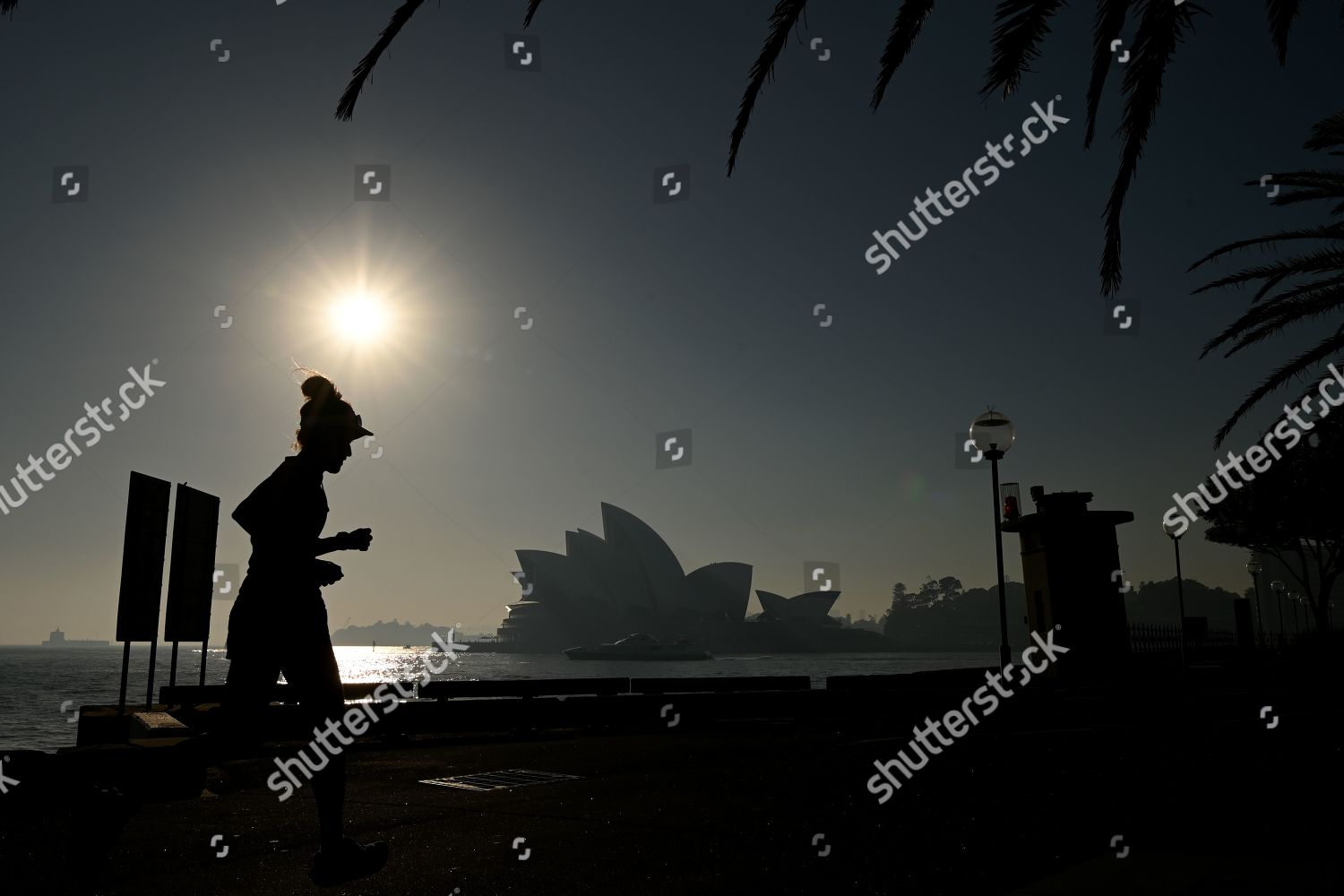 Woman Runs Along Promenade Smoke Haze Caused Editorial Stock Photo