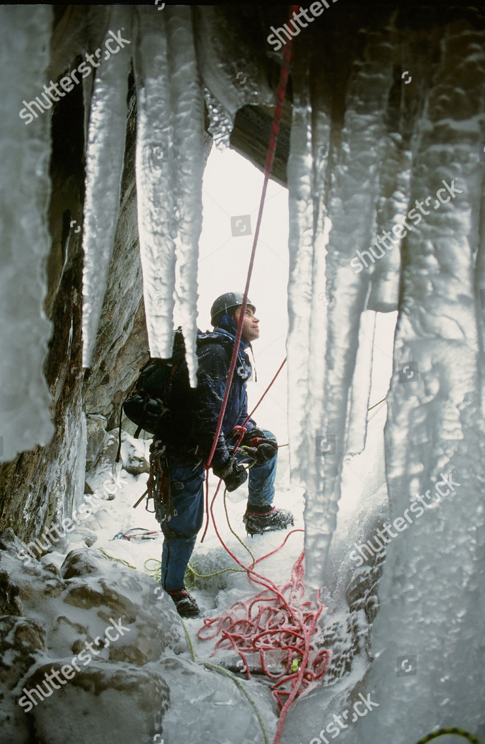 Mountaineer Ice Climbing On Low Water Editorial Stock Photo Stock