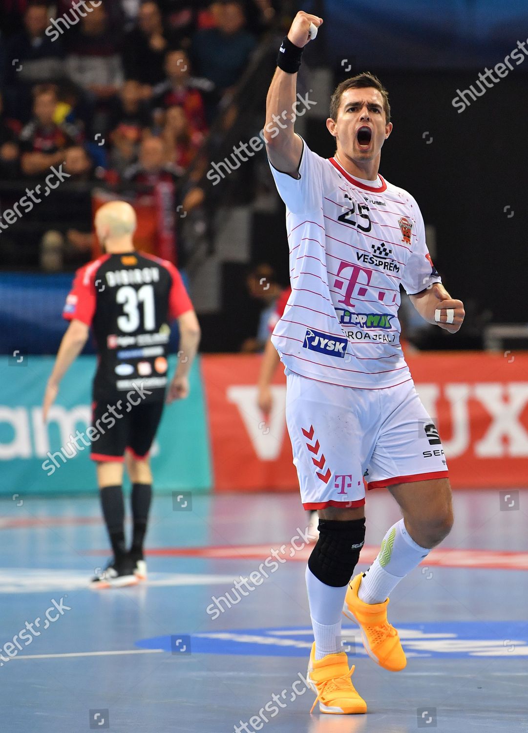 Veszprems Rasmus Lauge Schmidt Reacts During Editorial Stock Photo