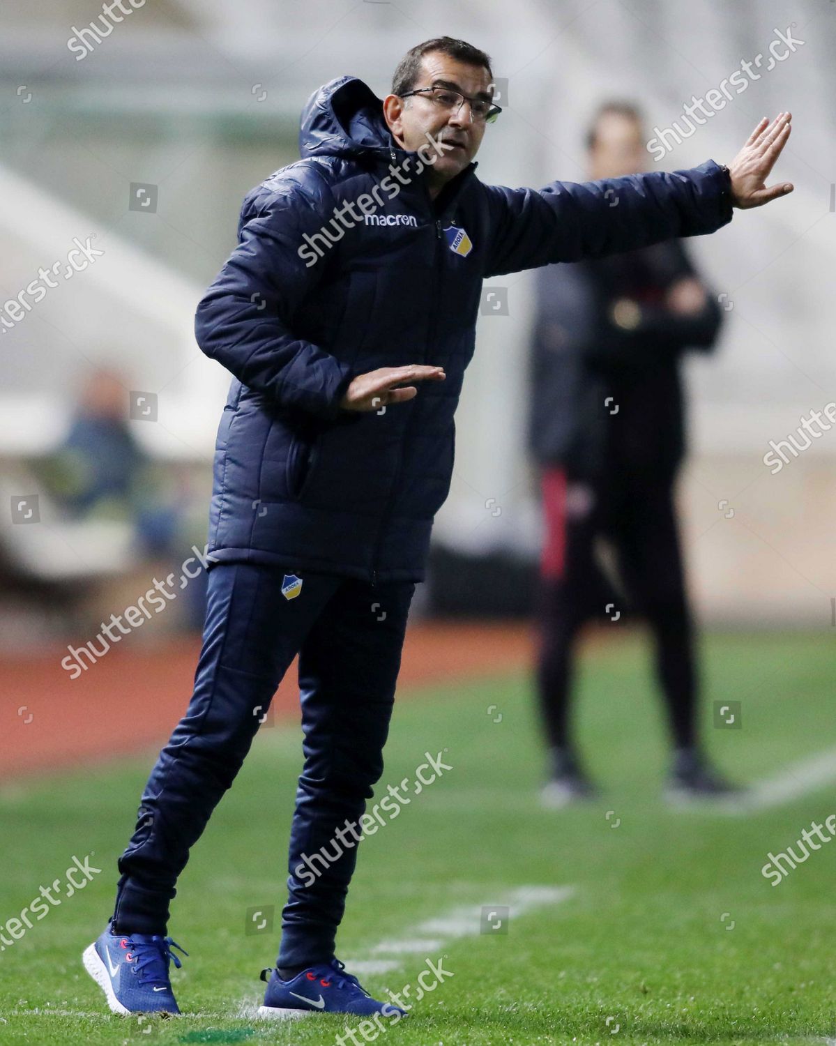 Apoels Head Coach Loukas Hadjiloukas Reacts Editorial Stock Photo