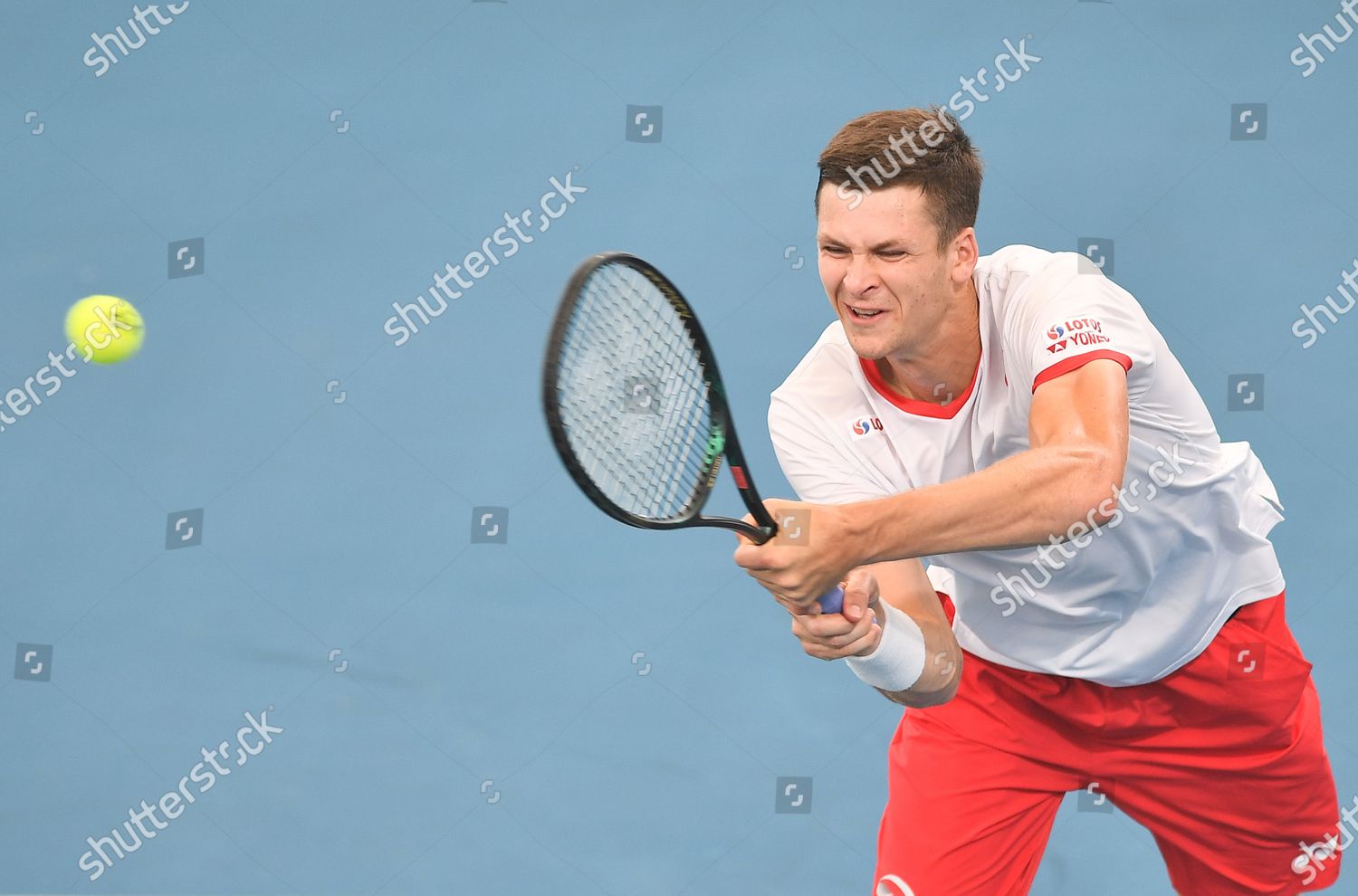 HUBERT HURKACZ TEAM POLAND ACTION DURING Editorial Stock Photo - Stock