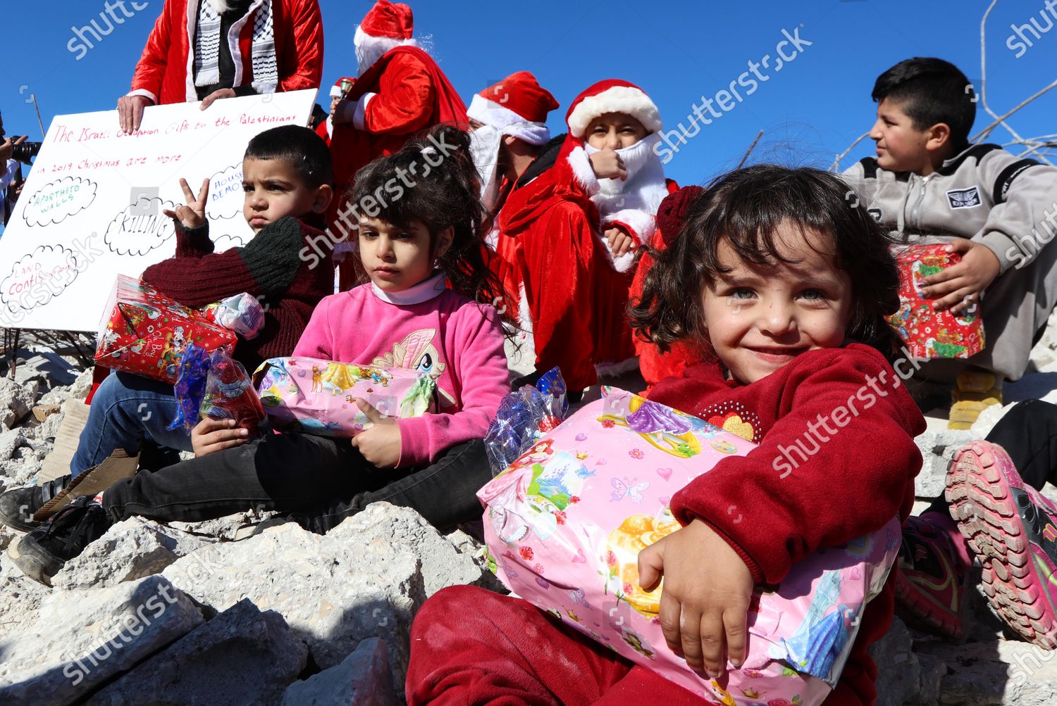 Girl Dressed Santa Claus Hands Out Gifts Editorial Stock Photo Stock Image Shutterstock