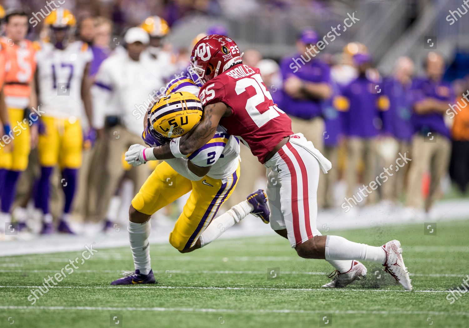 December 28, 2019: LSU wide receiver Justin Jefferson (2) during NCAA  Football game action between the Oklahoma Sooners and the LSU Tigers at  Mercedes-Benz Stadium in Atlanta, Georgia. LSU defeated Oklahoma 63-28.