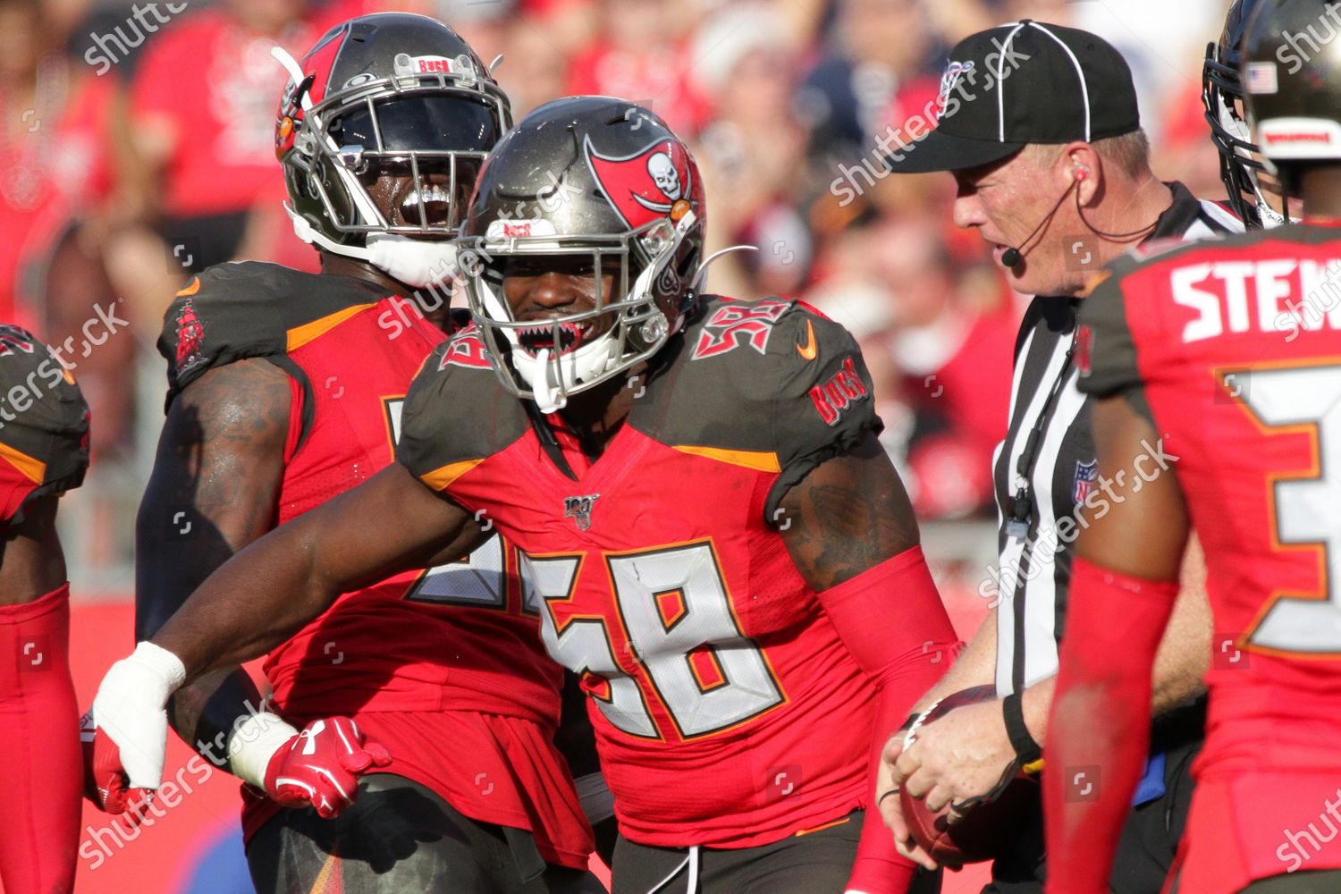 December 29, 2019: Tampa Bay Buccaneers linebacker Shaquil Barrett (58)  looks on during the NFL game between the Atlanta Falcons and the Tampa Bay  Buccaneers held at Raymond James Stadium in Tampa