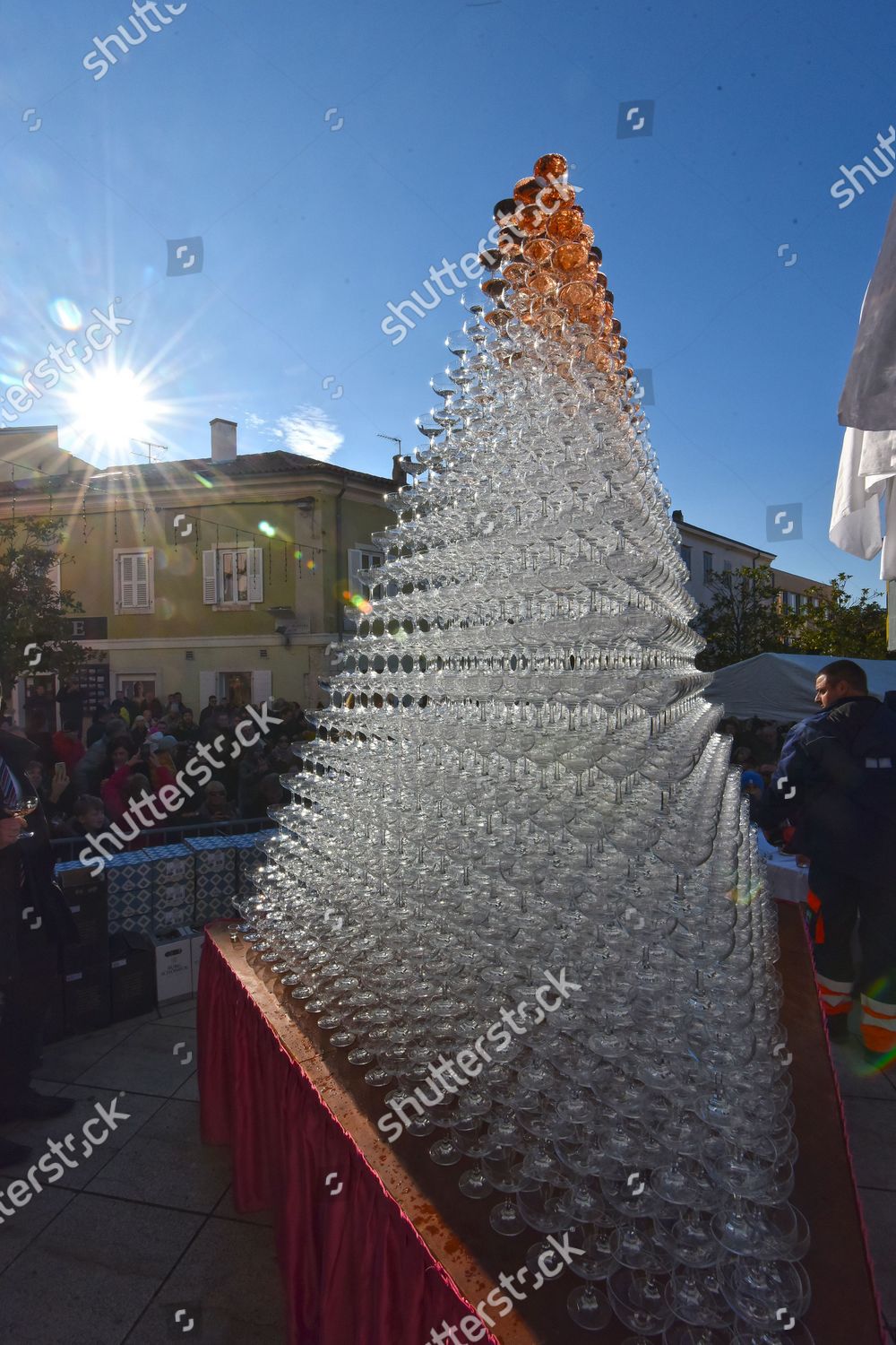 Pyramid 2020 Champagne Glasses Seen During Editorial Stock Photo ...