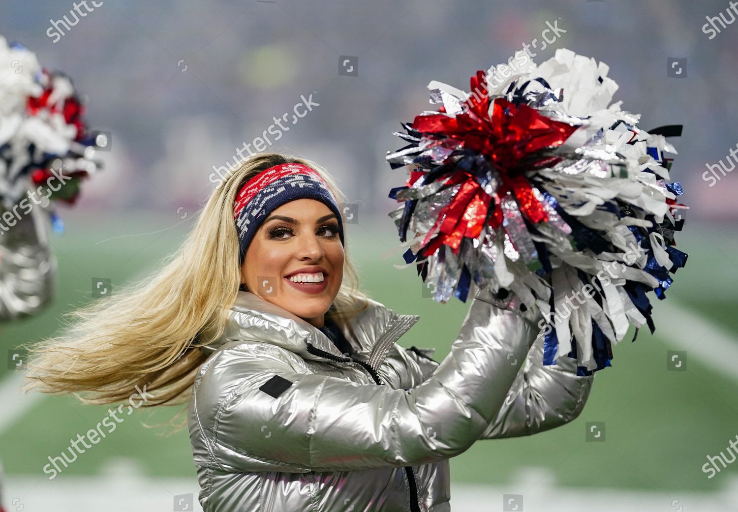 New England Patriots Cheerleaders Perform Before Editorial Stock