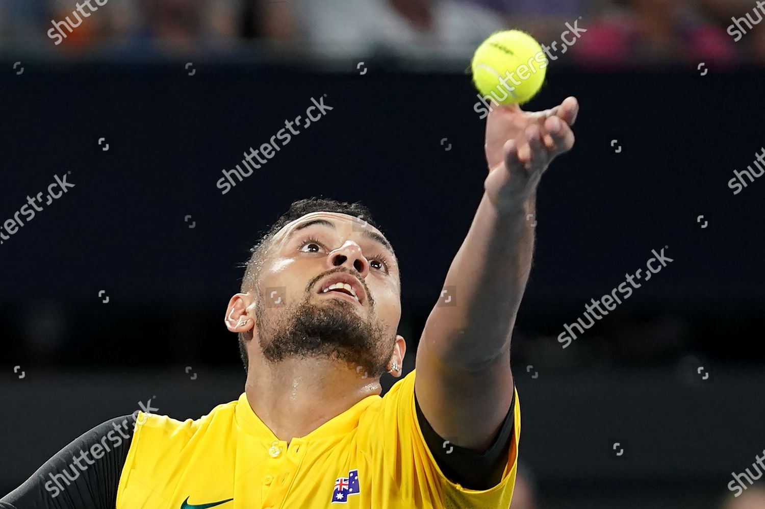 Nick Kyrgios Australia Prepares Serve During Editorial Stock Photo ...