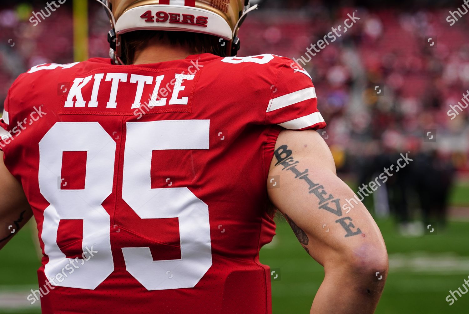 San Francisco 49ers tight end George Kittle shows off his new Hobbes tattoo   rcalvinandhobbes