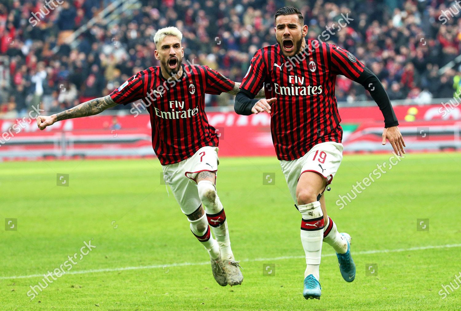 Milans Theo Hernandez R Celebrates Teammate Samu Editorial Stock Photo Stock Image Shutterstock