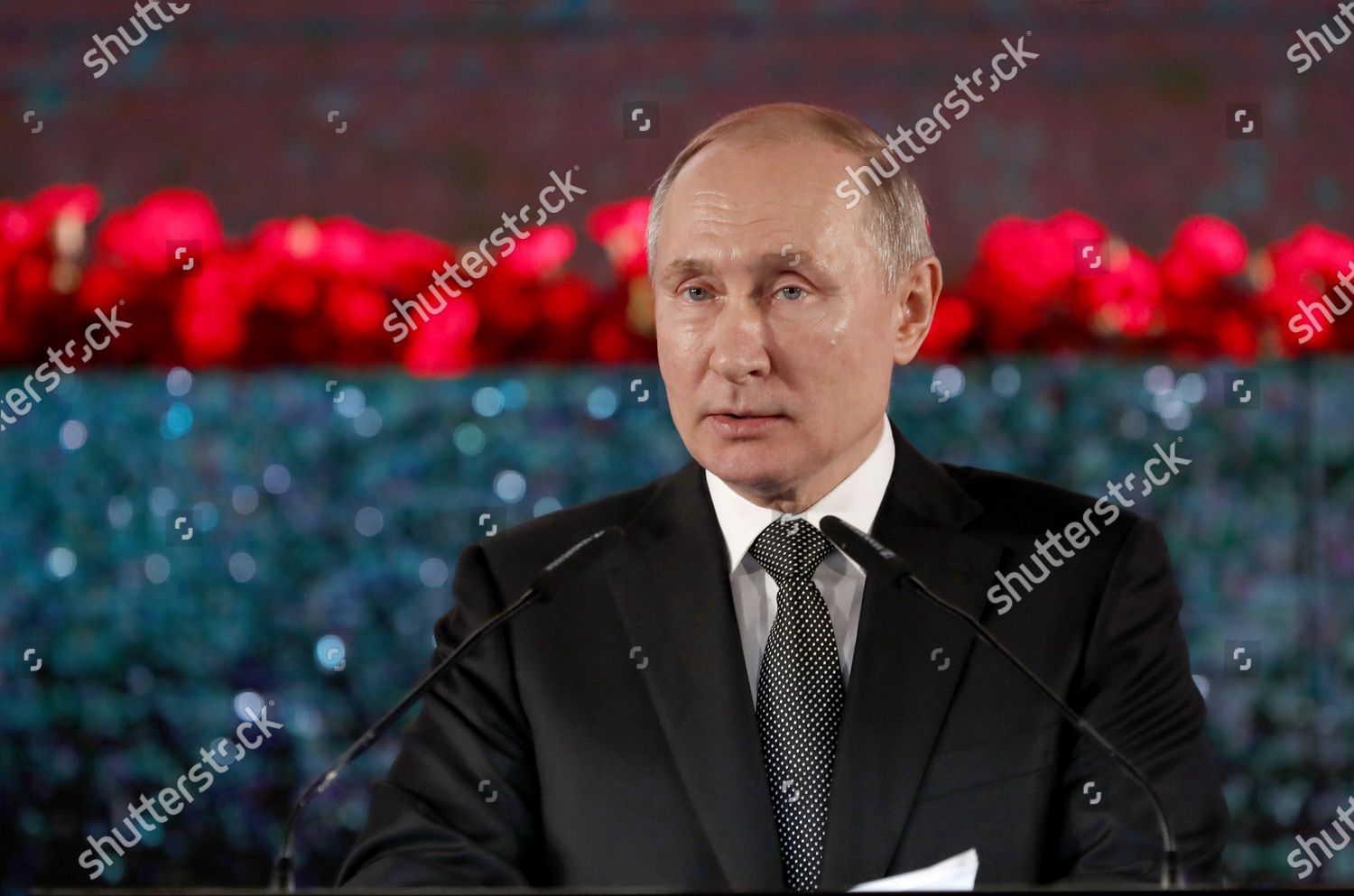 Russian President Vladimir Putin Delivers Speech Editorial Stock Photo ...