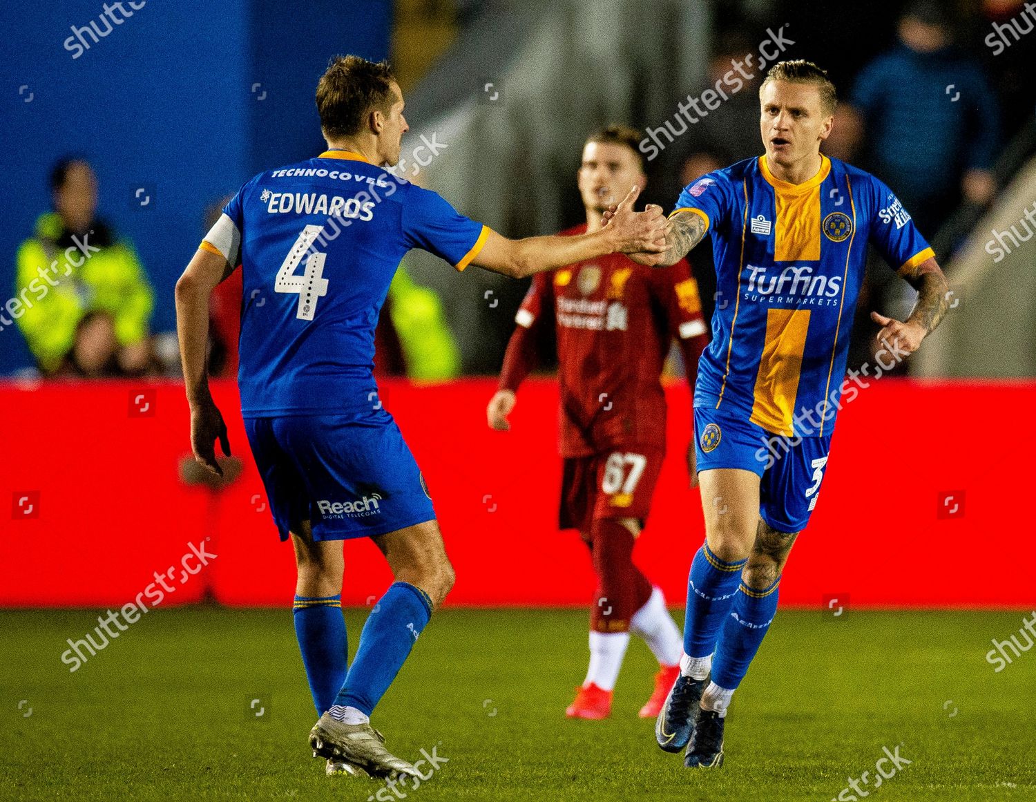 Shrewsburys Jason Cummings R Celebrates After Scoring Editorial Stock Photo Stock Image Shutterstock