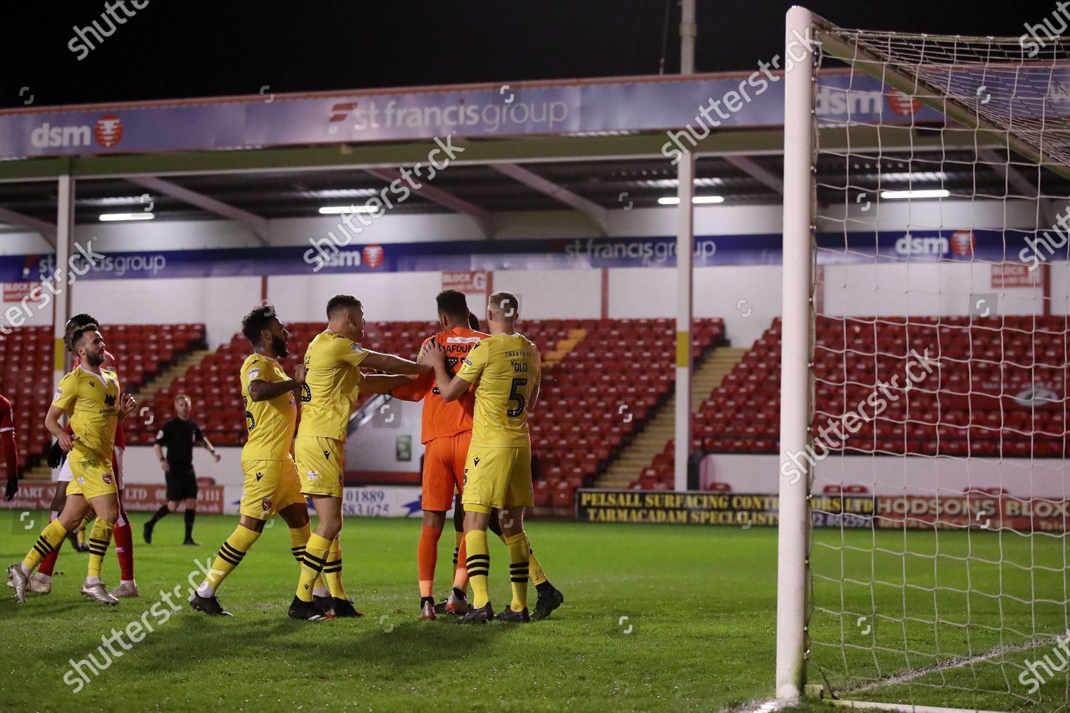 Morecambe Players Congratulate Morecambe Goalkeeper Christopher