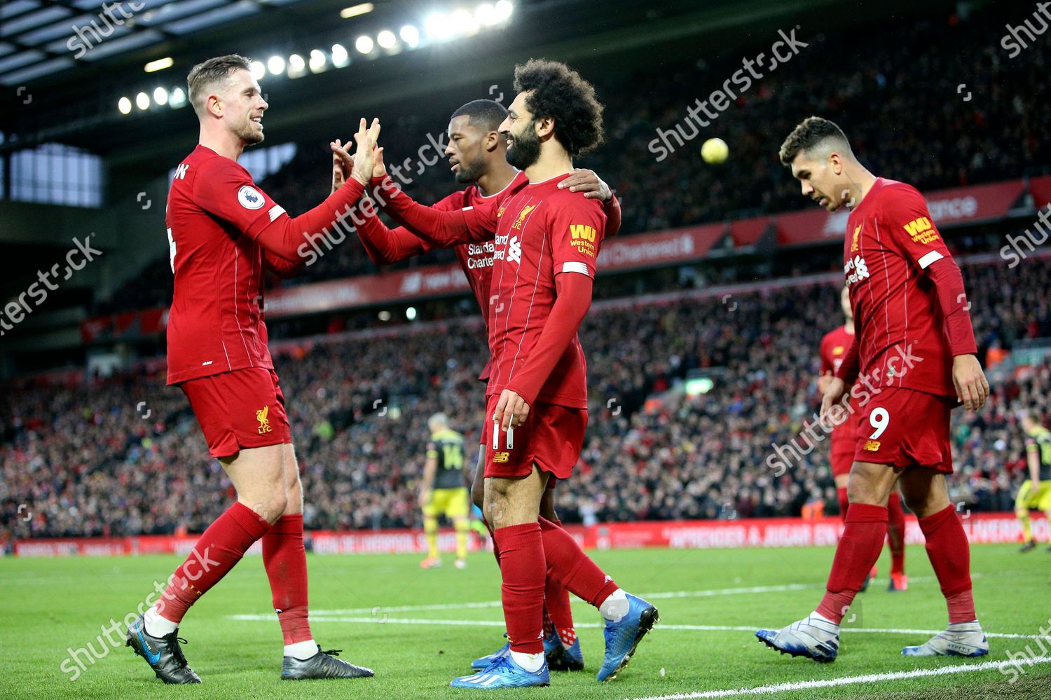 Liverpool Forward Mohamed Salah 11 Celebrates Editorial Stock Photo ...