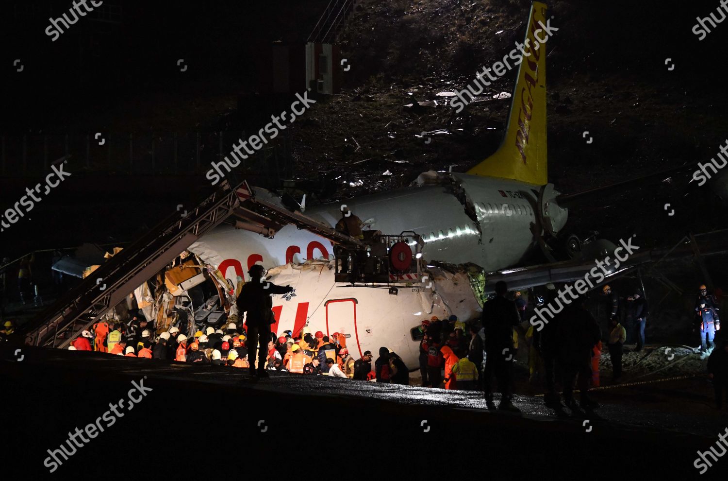 Rescuers Work Beside Sliding Off Plane Istanbuls Editorial Stock Photo Stock Image Shutterstock