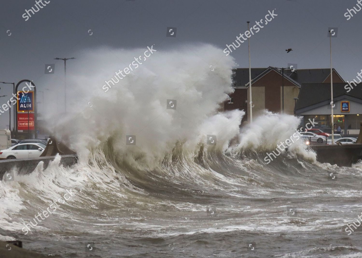 Waves Crash Against Sea Wall Saltcoats Storm Editorial Stock Photo