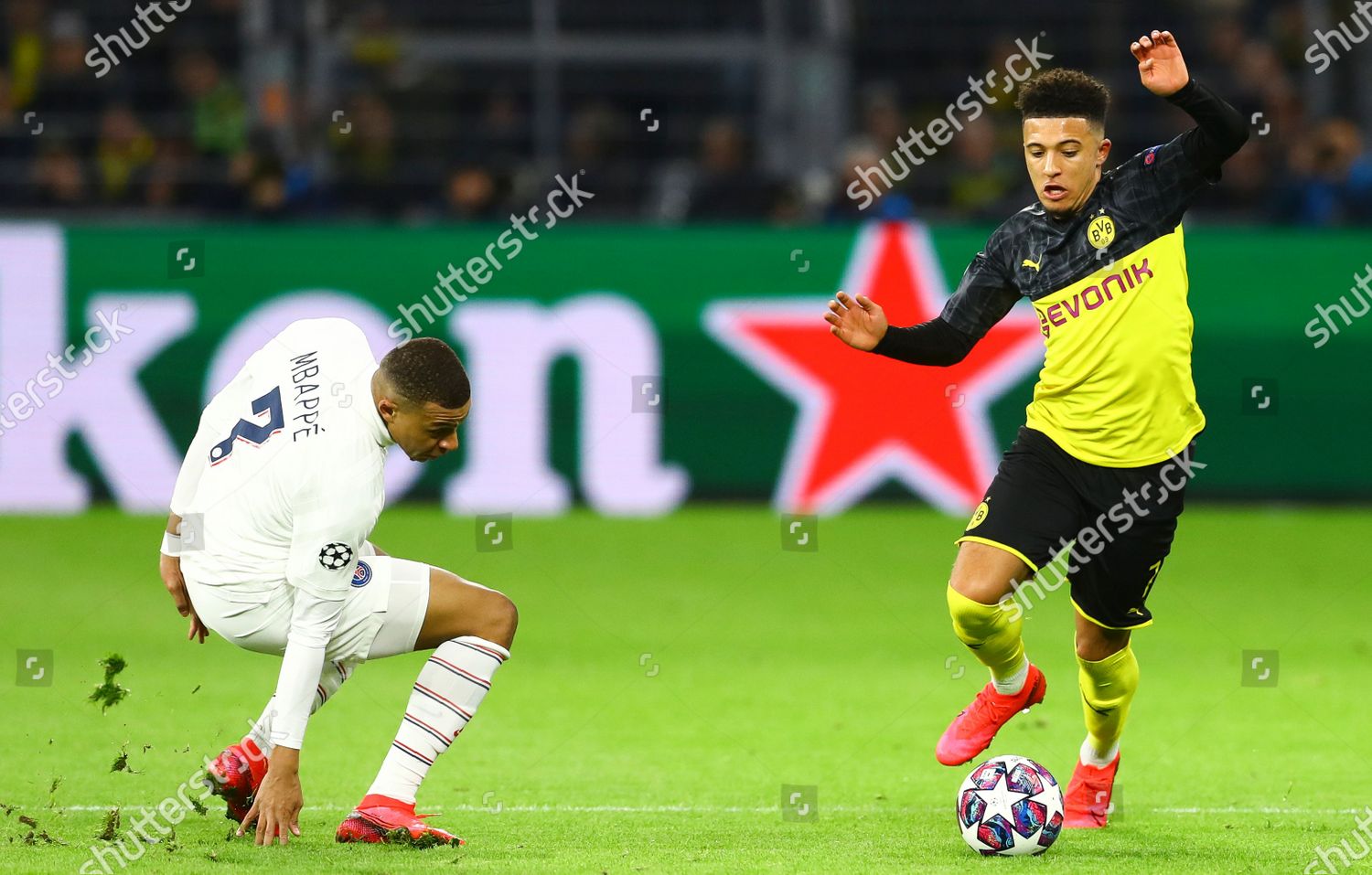 Jadon Sancho Borussia Dortmund Kylian Mbappe Paris Editorial Stock