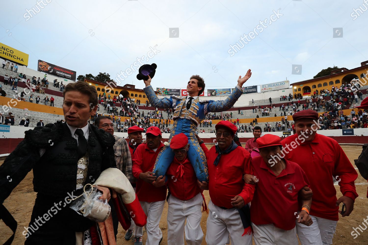 Spanish Bullfighter Gines Marin Carried Away After Editorial Stock