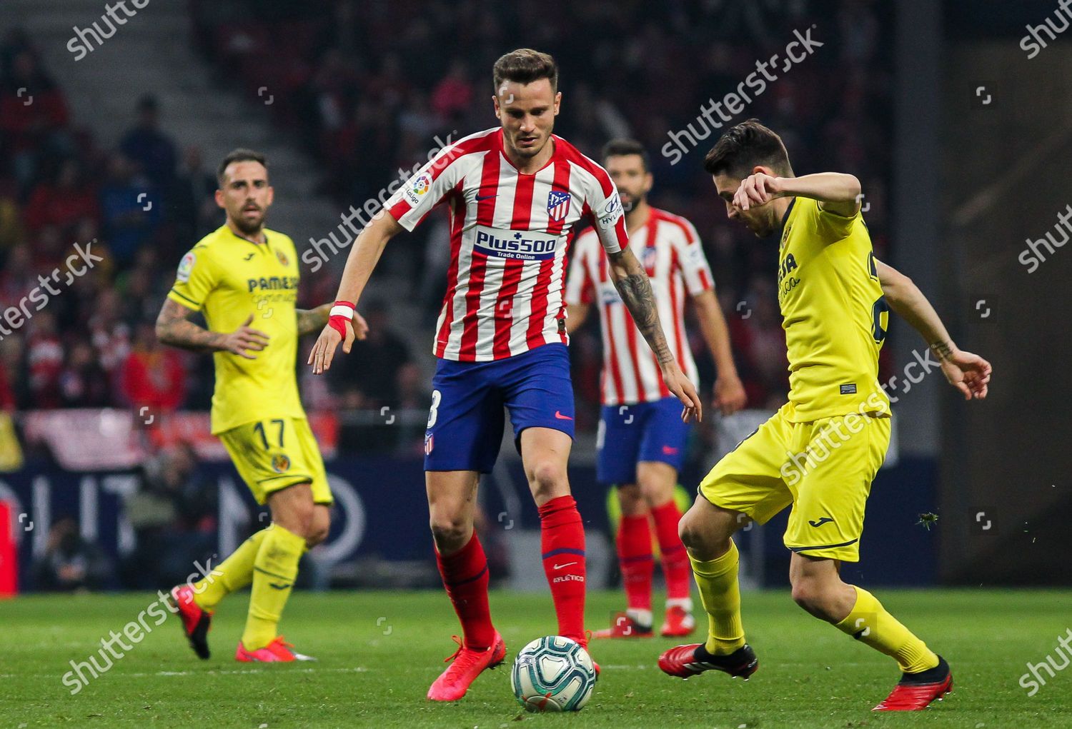 Saul Niguez Atletico de Madrid controls ball Editorial Stock