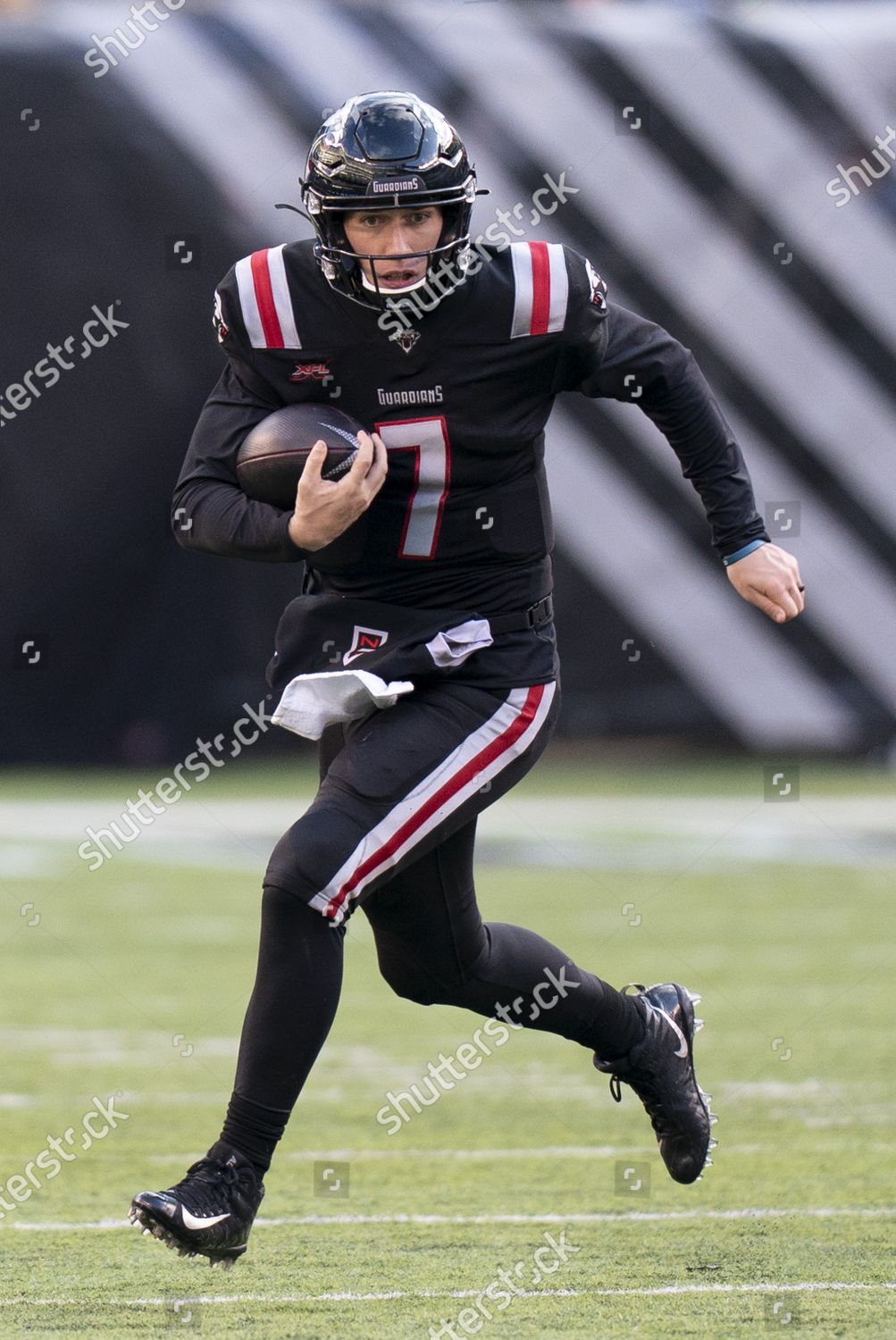 East Rutherford, New Jersey, USA. 29th Feb, 2020. New York Guardians  quarterback Luis Perez (7) in action during the XFL game against the Los  Angeles Wildcats at MetLife Stadium in East Rutherford