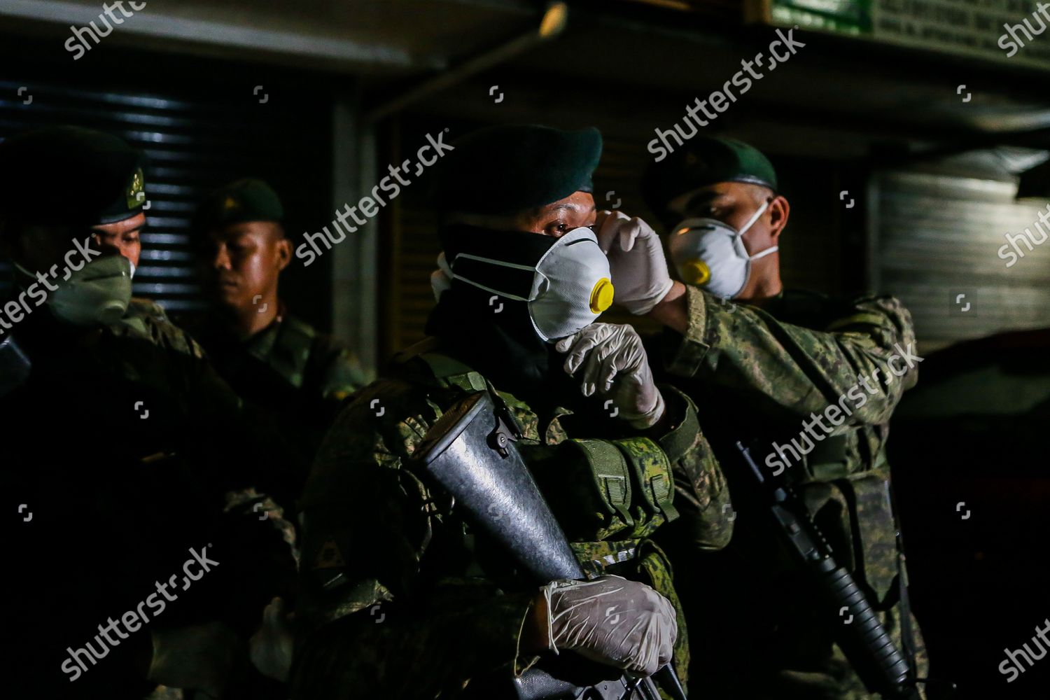 Filipino Soldiers Wear Masks They Patrol Editorial Stock Photo Stock