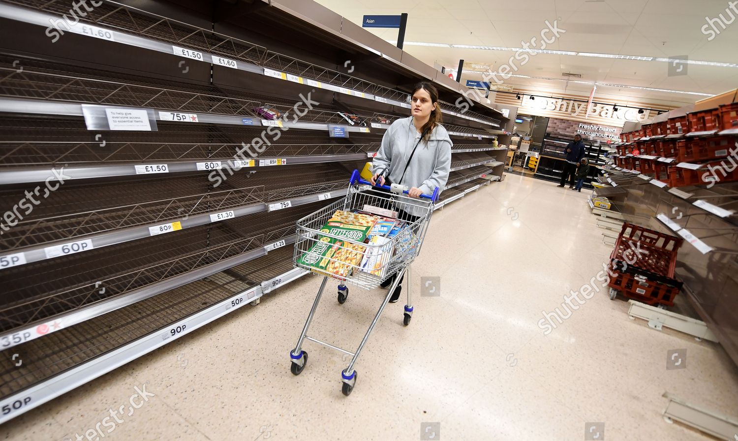 Shopper Passes Empty Shelves Tesco Supermarket Editorial Stock Photo Stock Image Shutterstock
