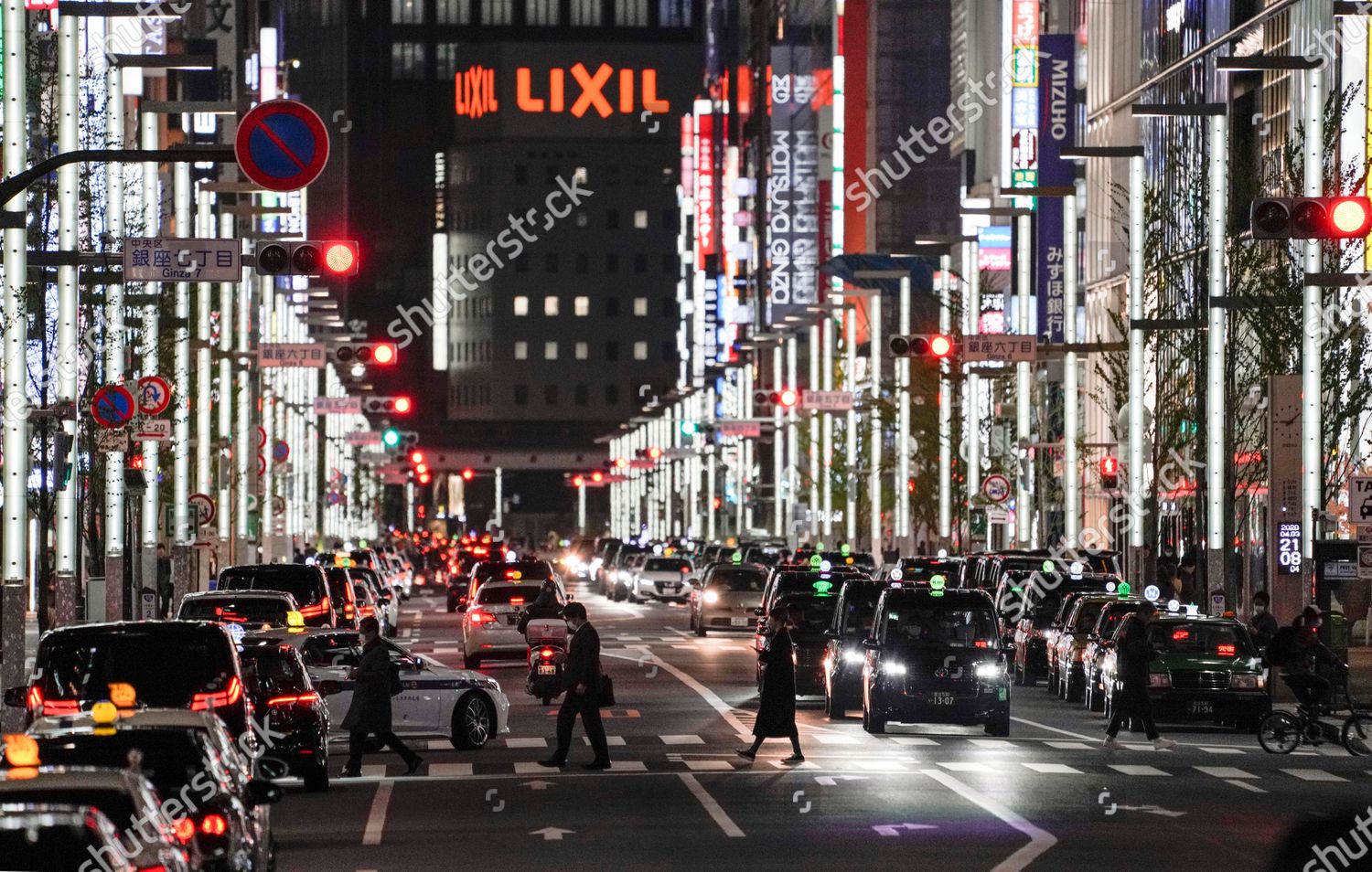 Vacant Taxis Filled On Roadsides Ginza Night Editorial Stock Photo Stock Image Shutterstock