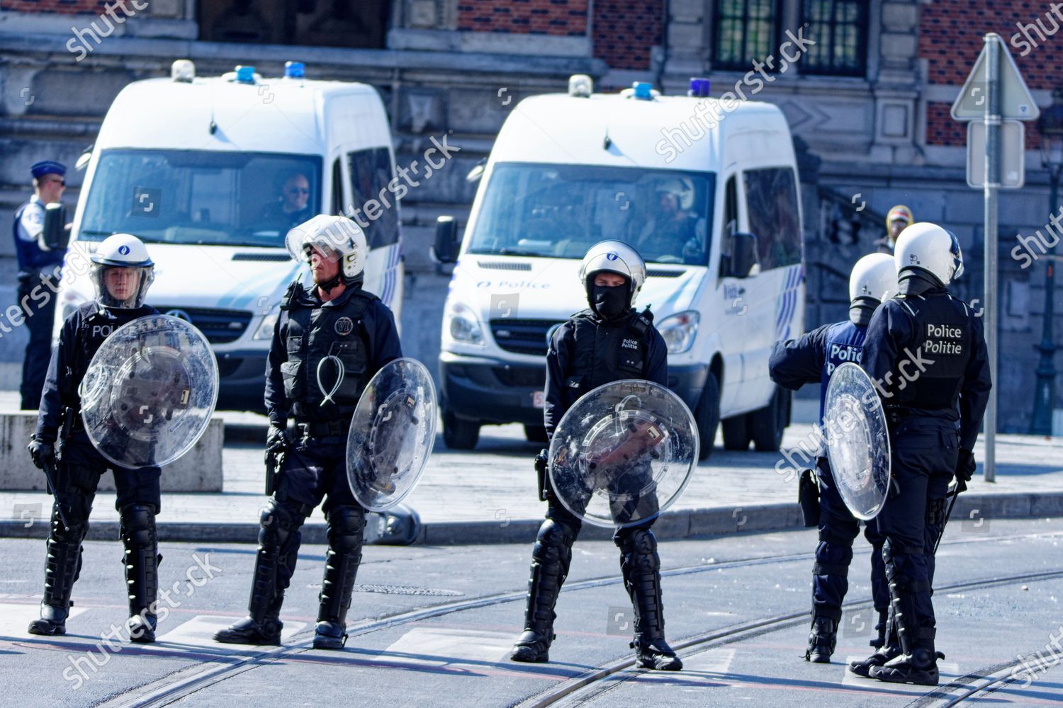 Police Wearing Protective Gear Pictured Site Editorial Stock Photo ...