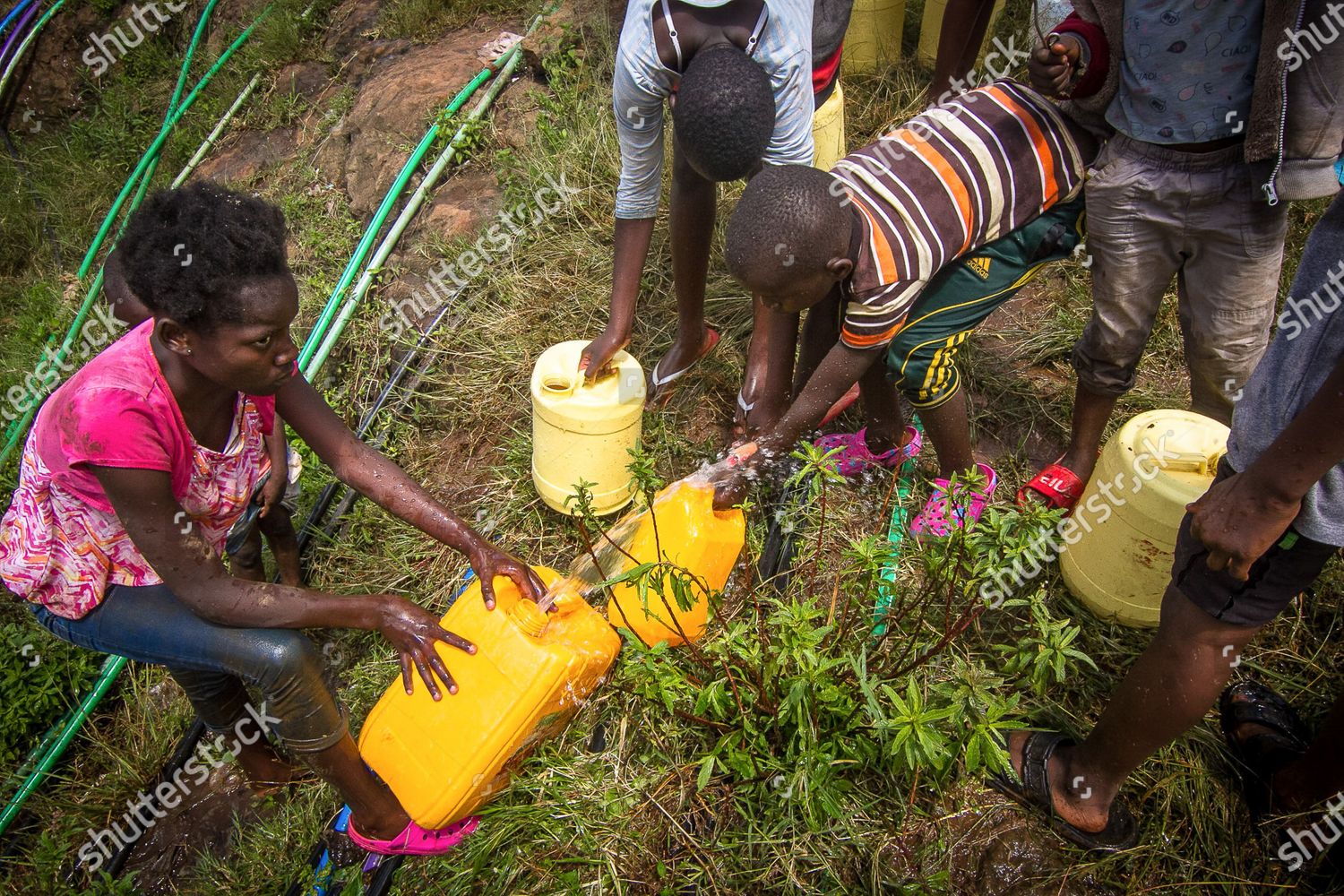 Kids Fetching Water Broken Running Water Editorial Stock Photo - Stock ...