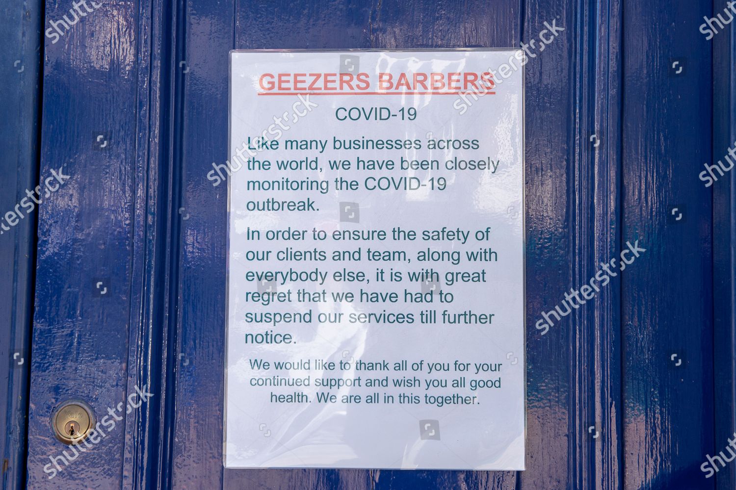 Geezers Barbers Beaconsfield Remains Temporarily Closed Editorial Stock