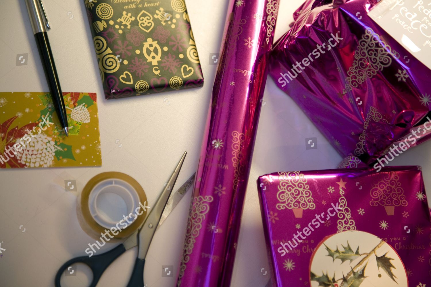 wrapping-christmas-presents-editorial-stock-photo-stock-image